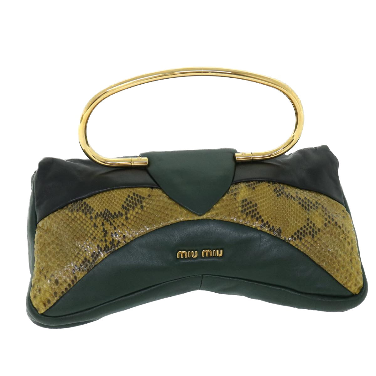 Miu Miu Hand Bag Leather Green Auth hk847