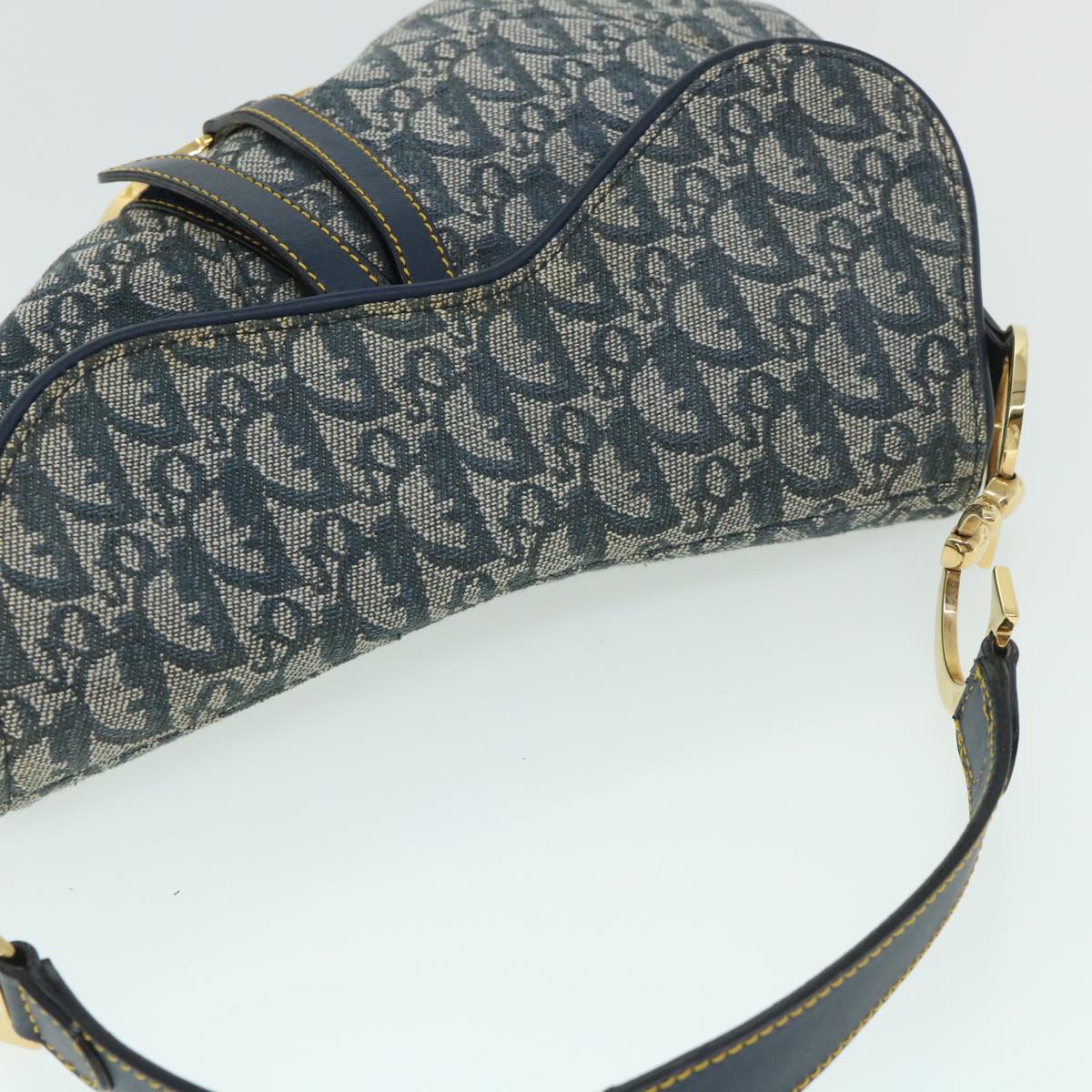 Christian Dior Trotter Canvas Saddle Shoulder Bag Navy Auth hk851