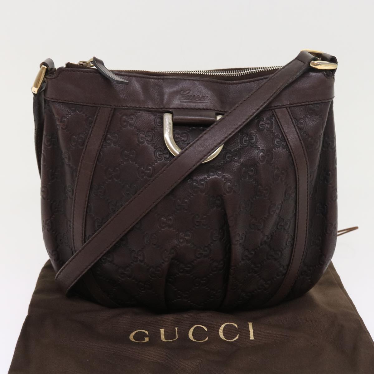 GUCCI GG Canvas Guccissima Shoulder Bag Brown 203257 Auth hk853