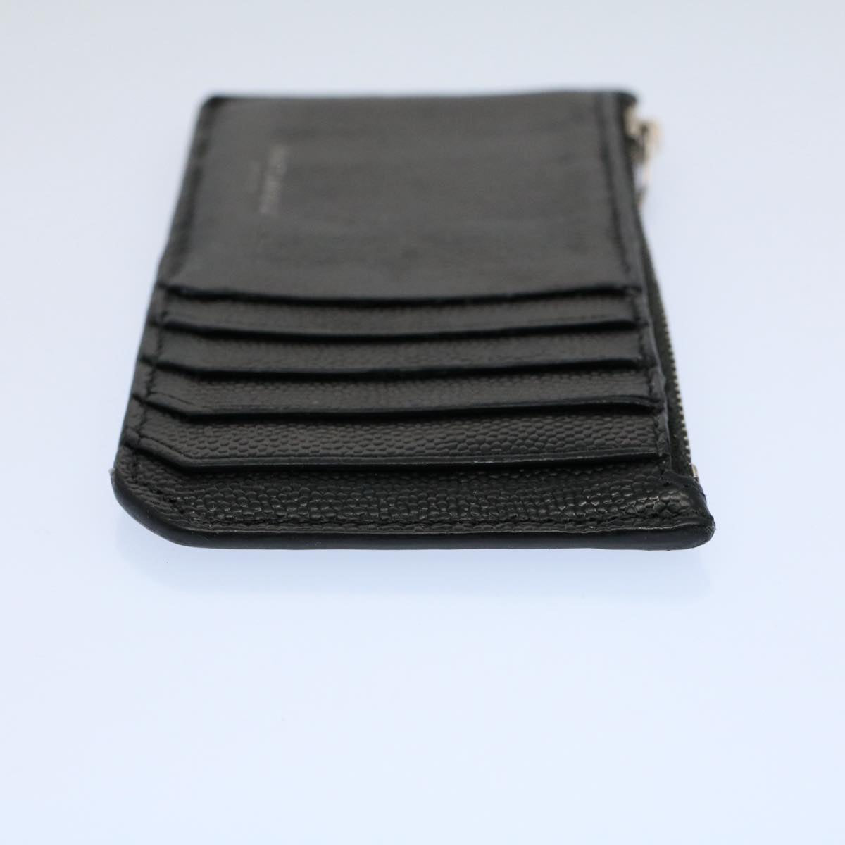 SAINT LAURENT Card Case Leather Black Auth hk871