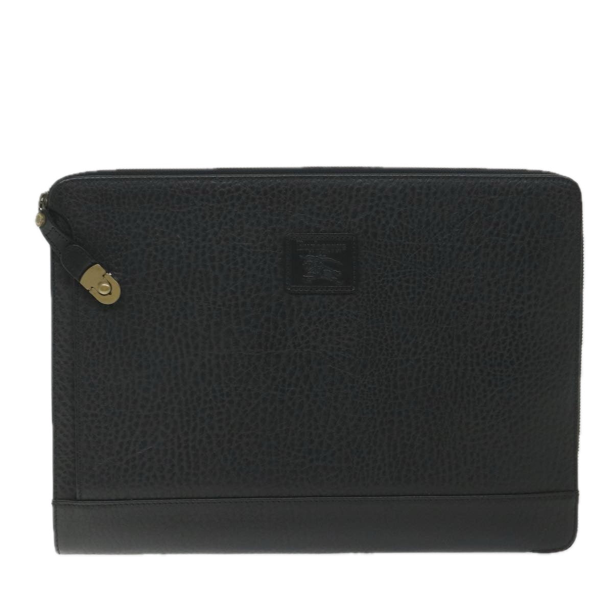 Burberrys Briefcase Leather Black Auth hk882