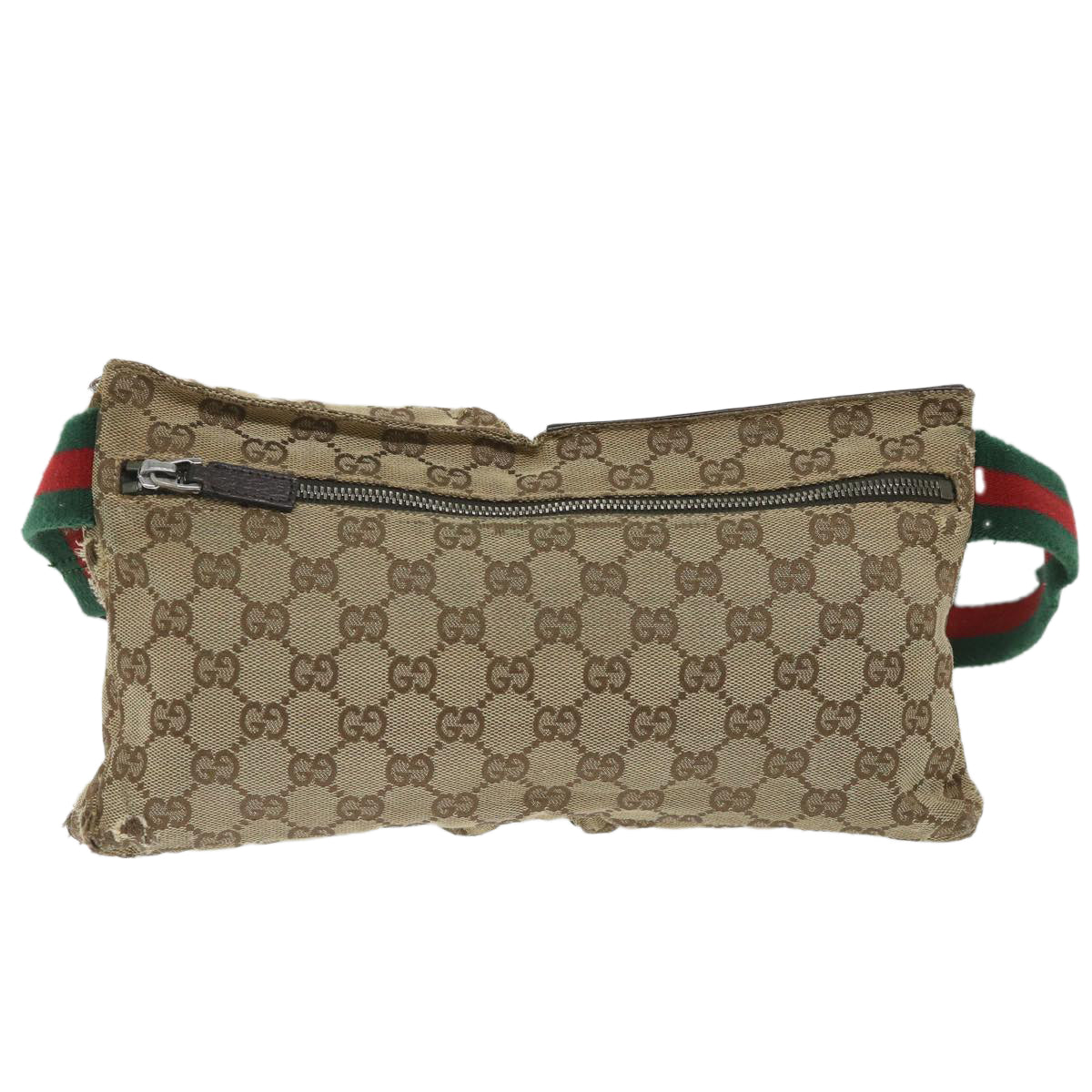 GUCCI GG Canvas Web Sherry Line Waist bag Beige Red Green 28566 Auth hk890 - 0