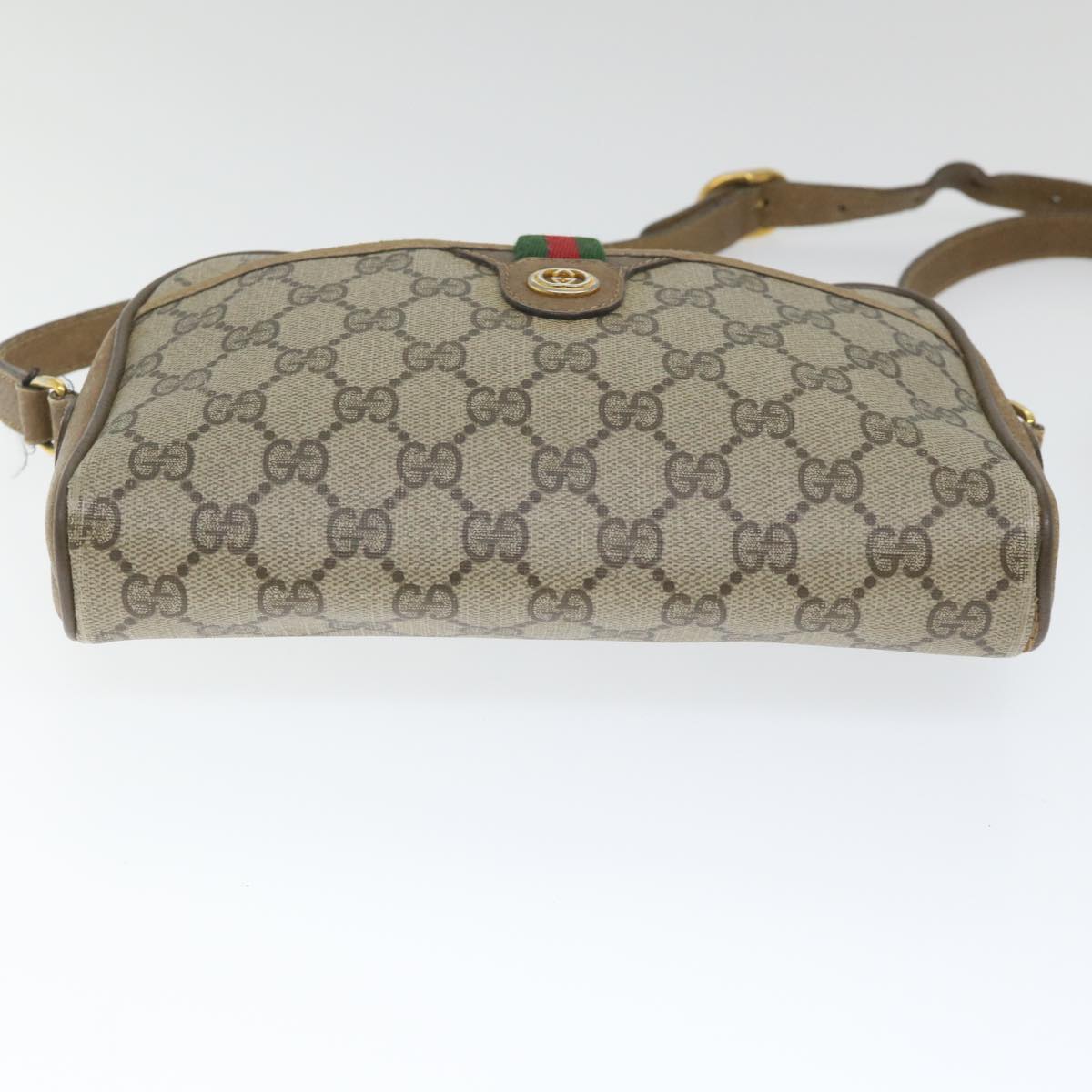 GUCCI GG Supreme Web Sherry Line Shoulder Bag Beige Red 116 02 089 Auth hk891