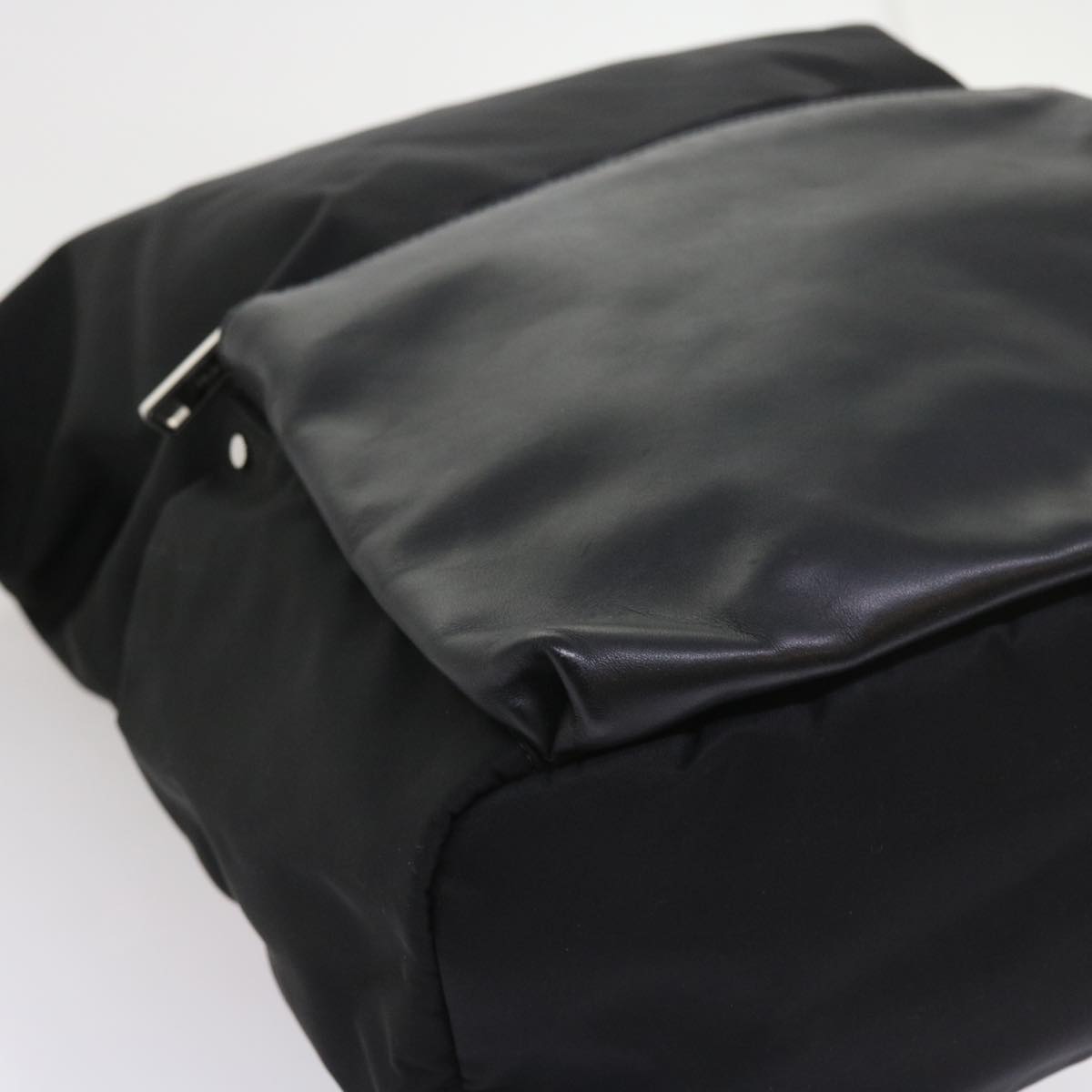 FENDI Backpack Nylon Leather Black Auth hk906