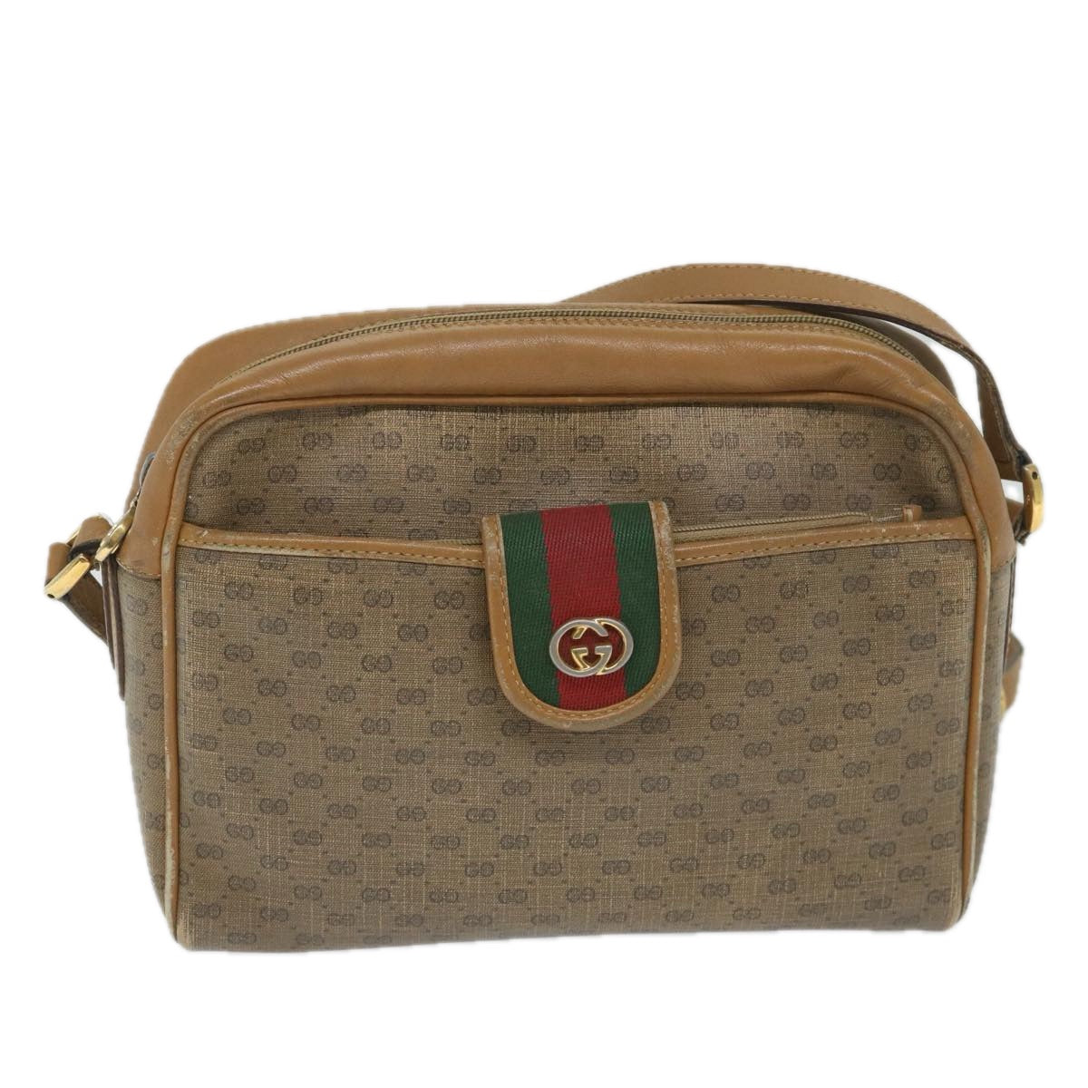 GUCCI Micro GG Supreme Web Sherry Line Shoulder Bag Beige 001 56 0944 Auth hk913 - 0