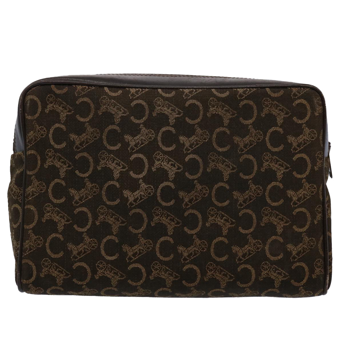 CELINE C Macadam Canvas Clutch Bag Brown Auth hk918 - 0