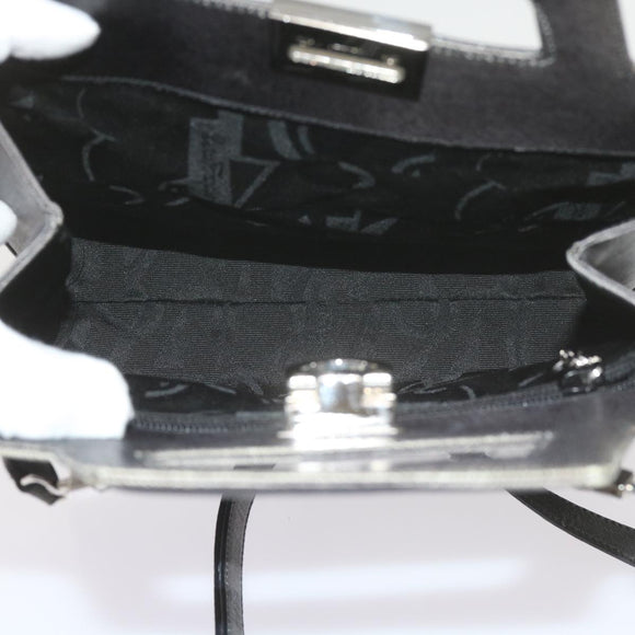 Salvatore Ferragamo Hand Bag Leather 2way Gray Auth hk919