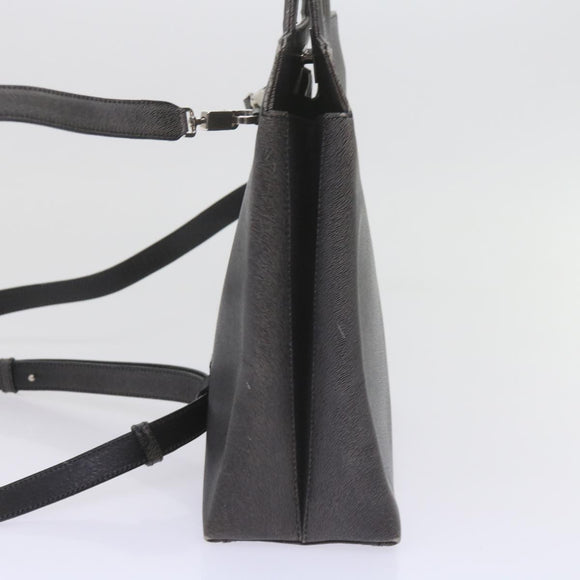 Salvatore Ferragamo Hand Bag Leather 2way Gray Auth hk919