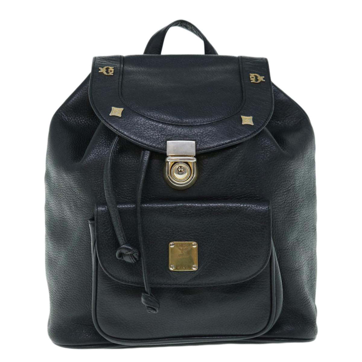 MCM Backpack Leather Black Auth hk924 - 0