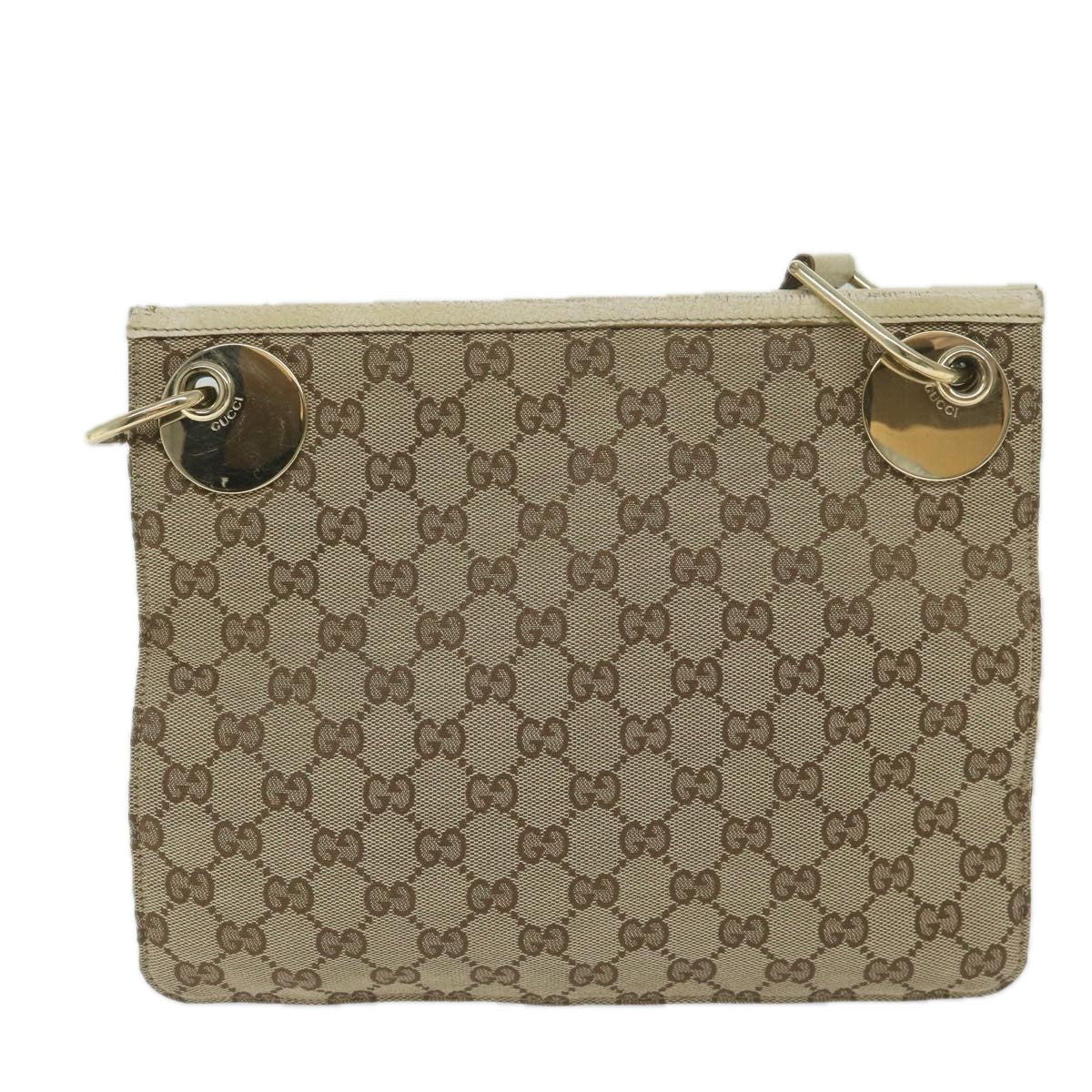 GUCCI GG Canvas Shoulder Bag Beige 120841 Auth hk939