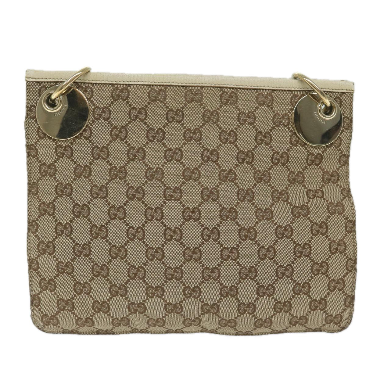 GUCCI GG Canvas Shoulder Bag Beige 120841 Auth hk939 - 0