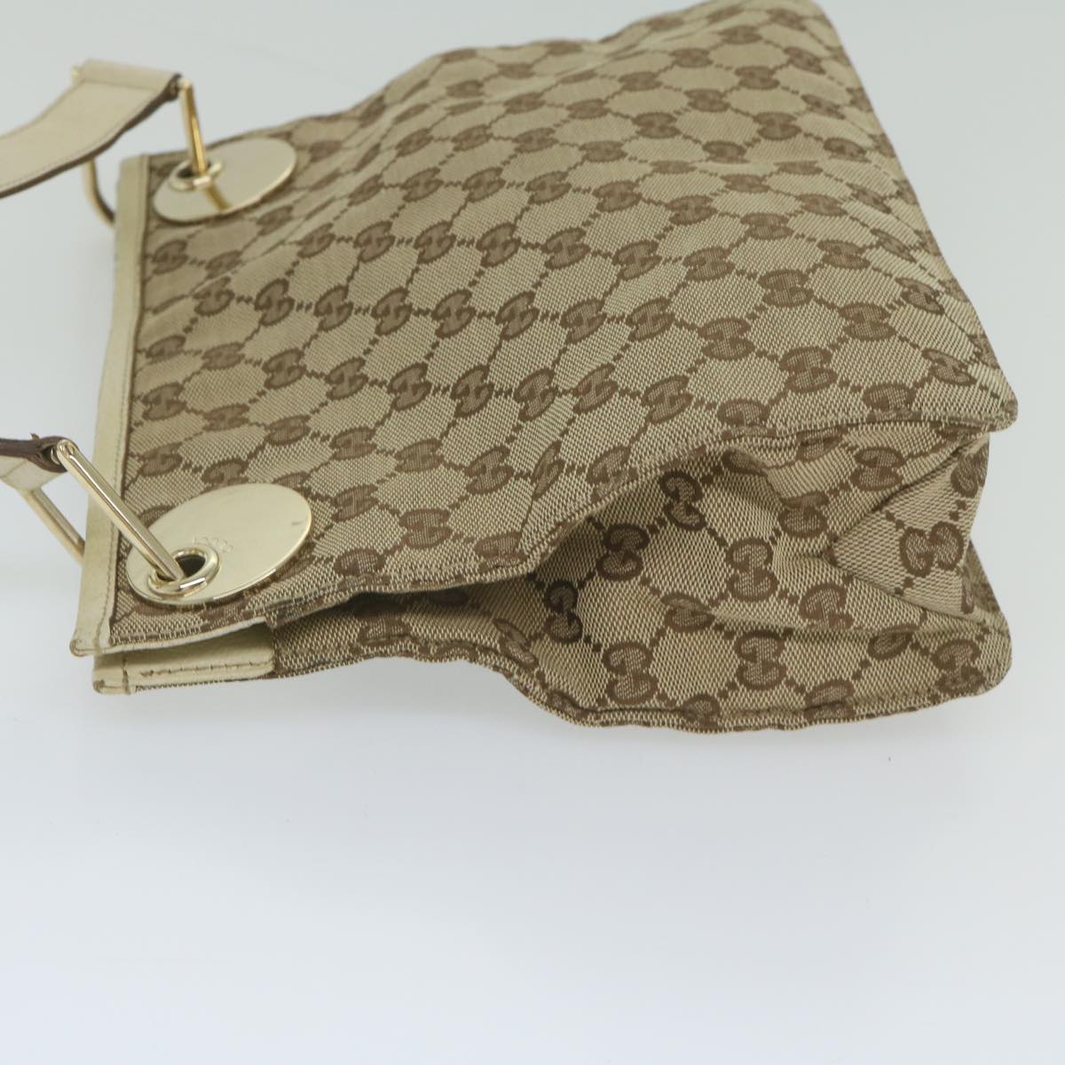 GUCCI GG Canvas Shoulder Bag Beige 120841 Auth hk939