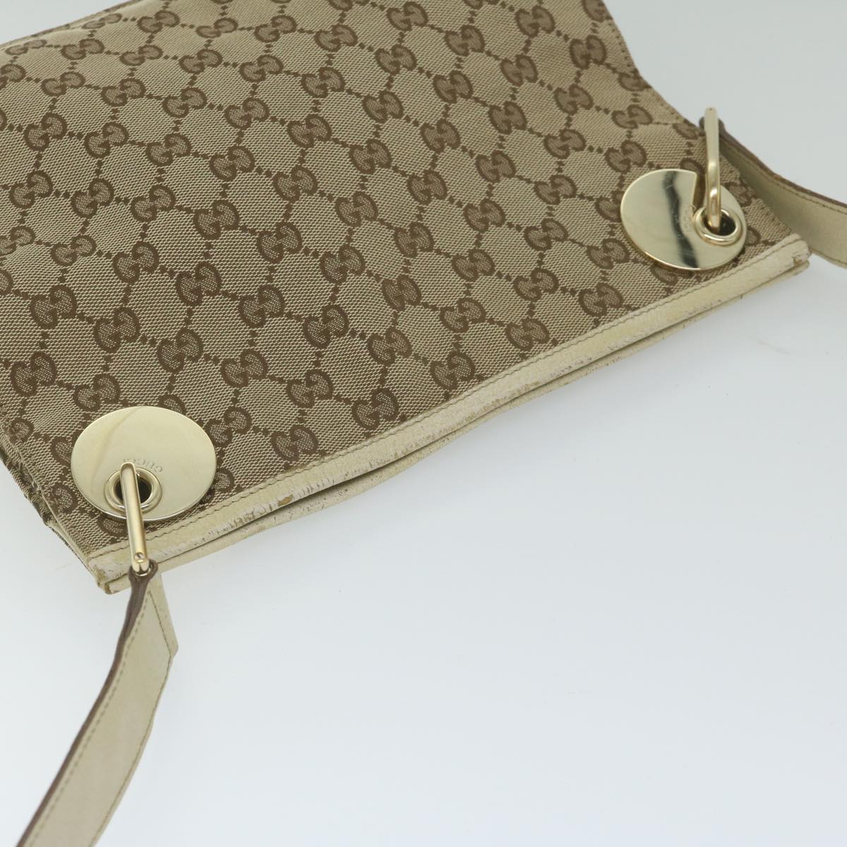 GUCCI GG Canvas Shoulder Bag Beige 120841 Auth hk939