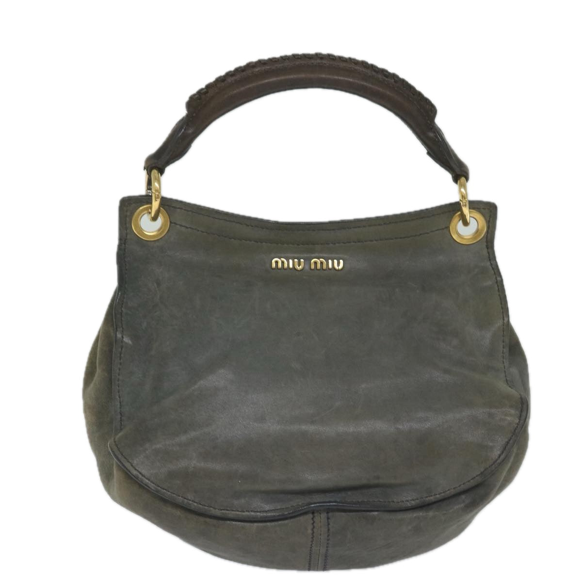 Miu Miu Hand Bag Leather 2way Gray Auth hk946 - 0