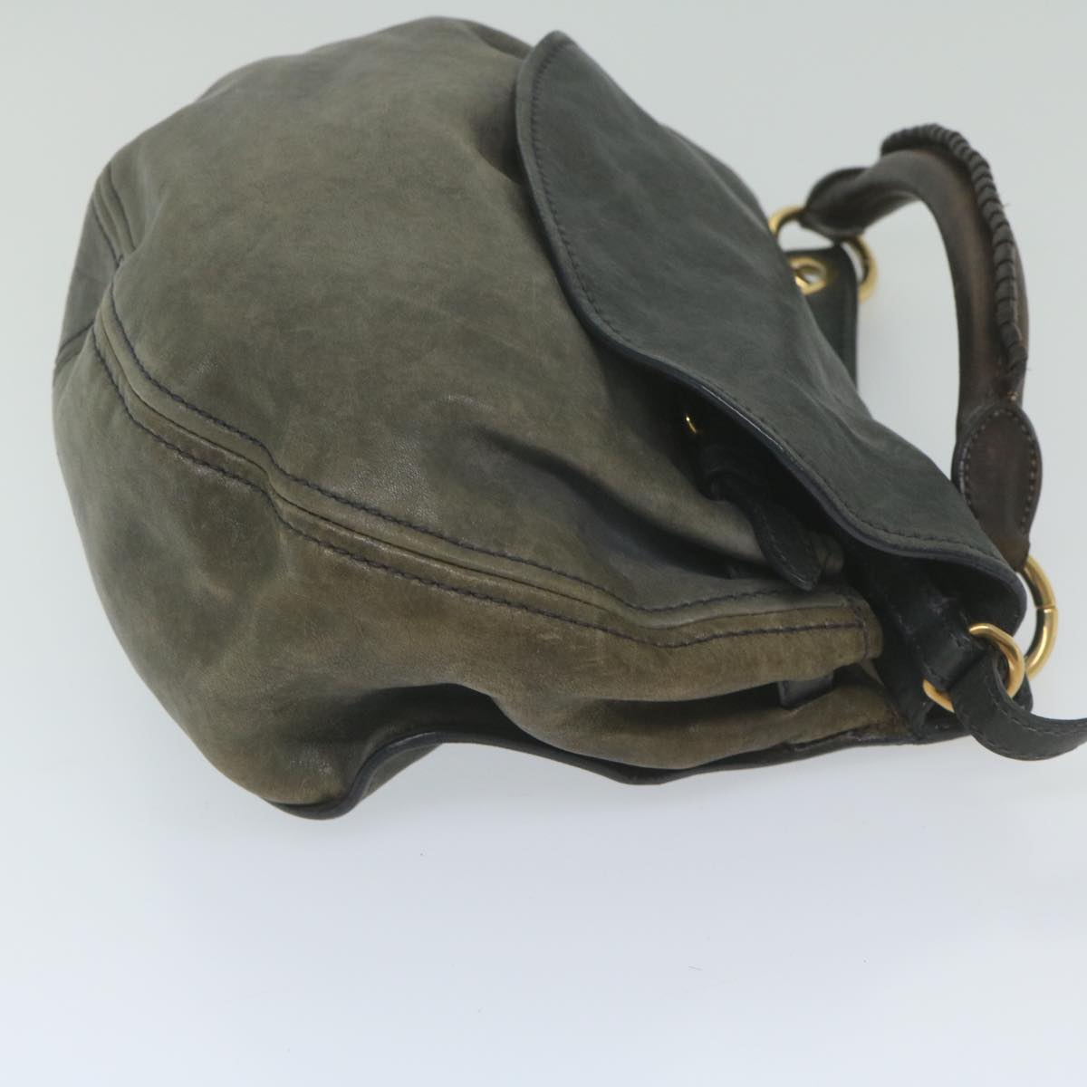 Miu Miu Hand Bag Leather 2way Gray Auth hk946