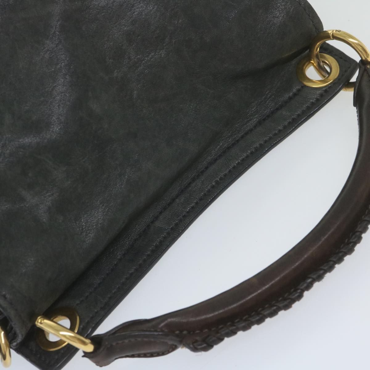 Miu Miu Hand Bag Leather 2way Gray Auth hk946