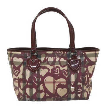 BURBERRY Nova Check Tote Bag PVC Leather Red Auth hk959 - 0