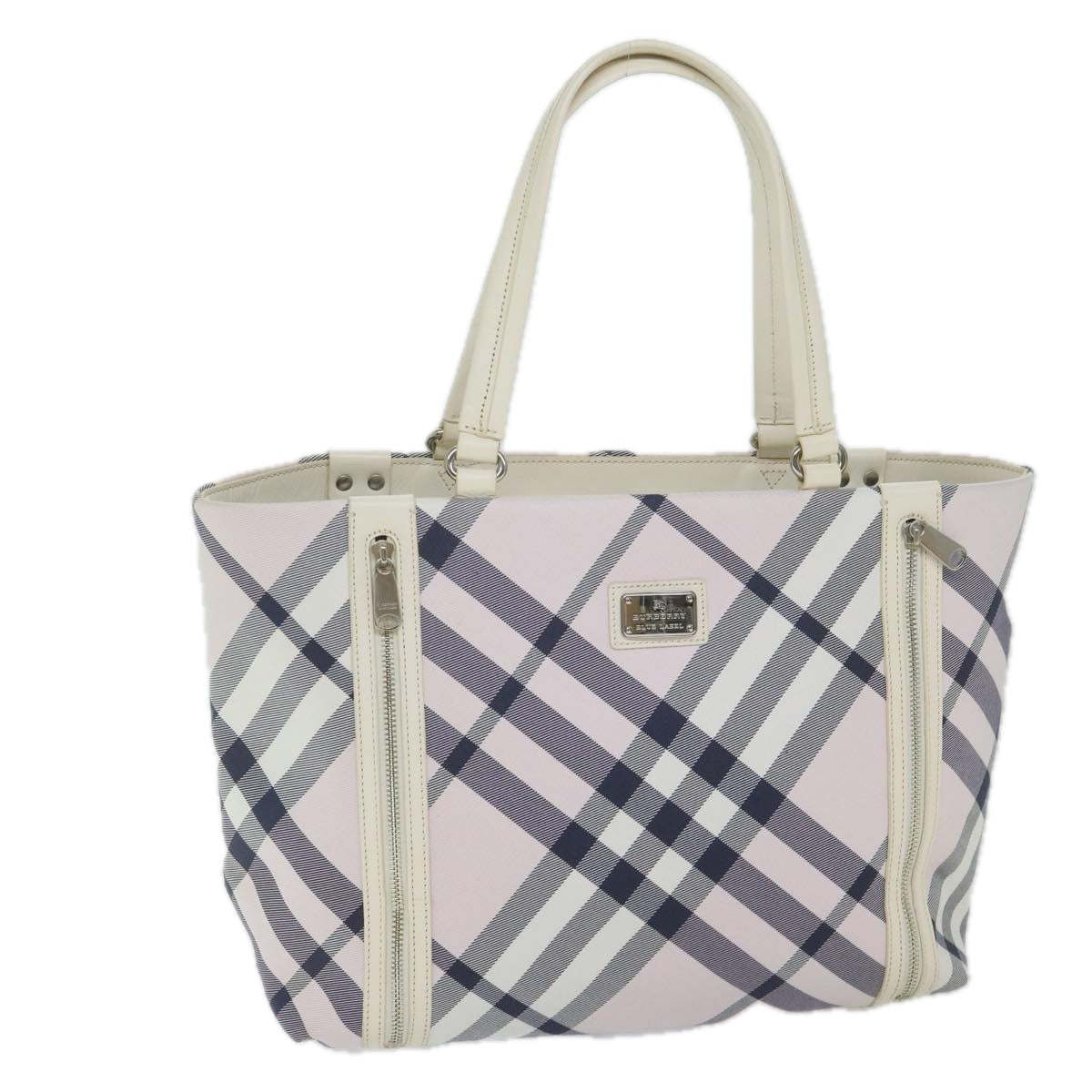 BURBERRY Nova Check Blue Label Tote Bag Nylon Navy Auth hk961