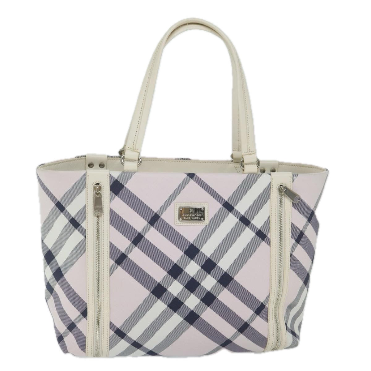 BURBERRY Nova Check Blue Label Tote Bag Nylon Navy Auth hk961