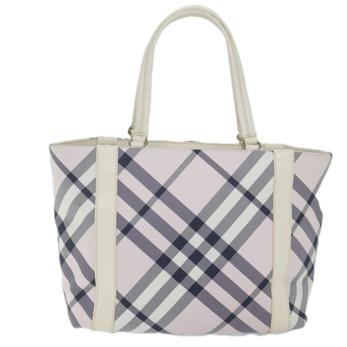 BURBERRY Nova Check Blue Label Tote Bag Nylon Navy Auth hk961