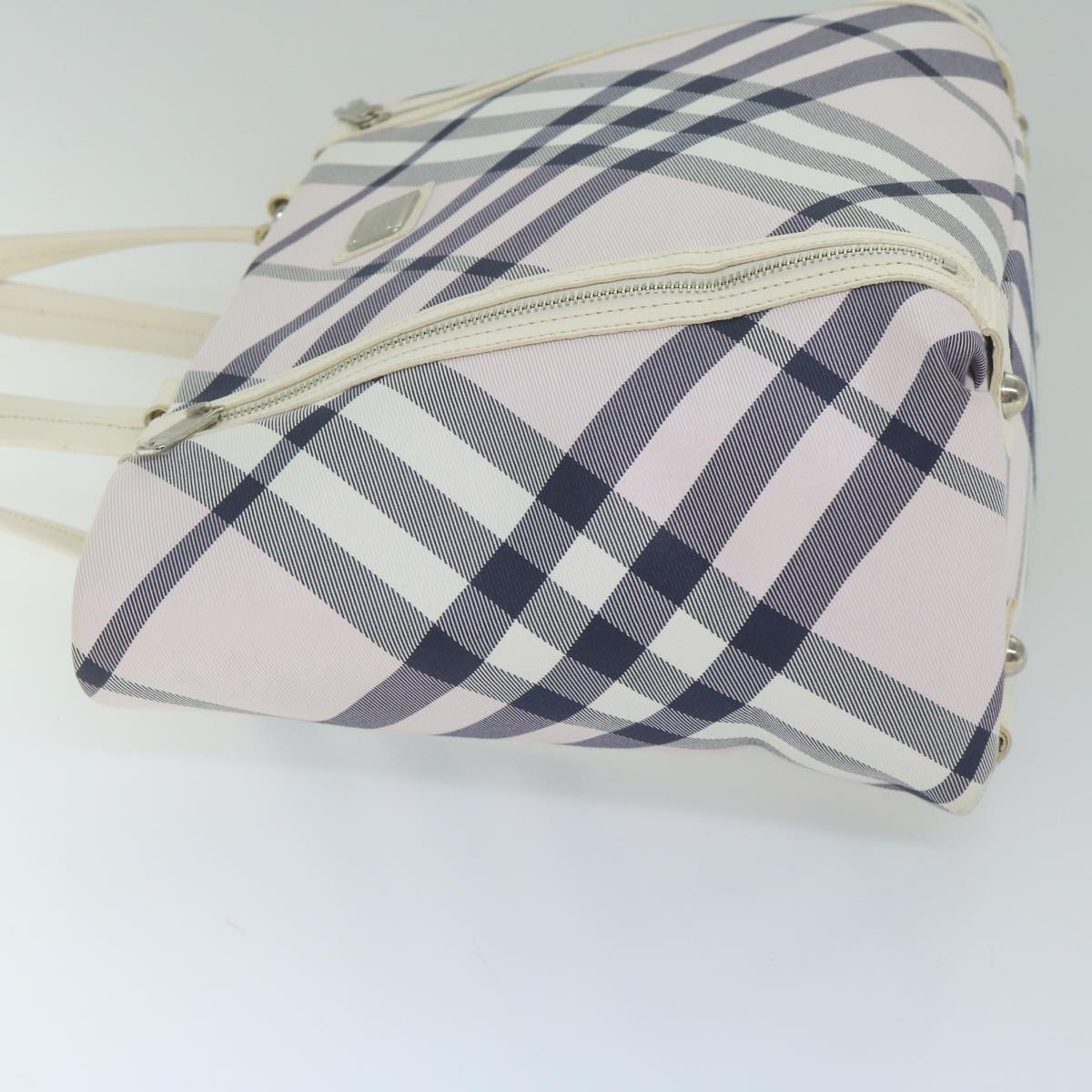 BURBERRY Nova Check Blue Label Tote Bag Nylon Navy Auth hk961