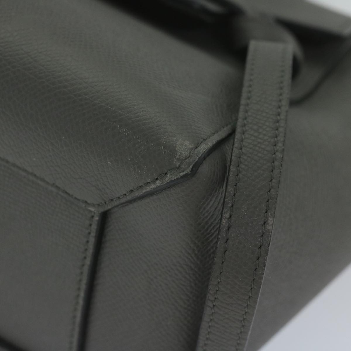 CELINE Micro Belt Hand Bag Leather Gray Auth hk968
