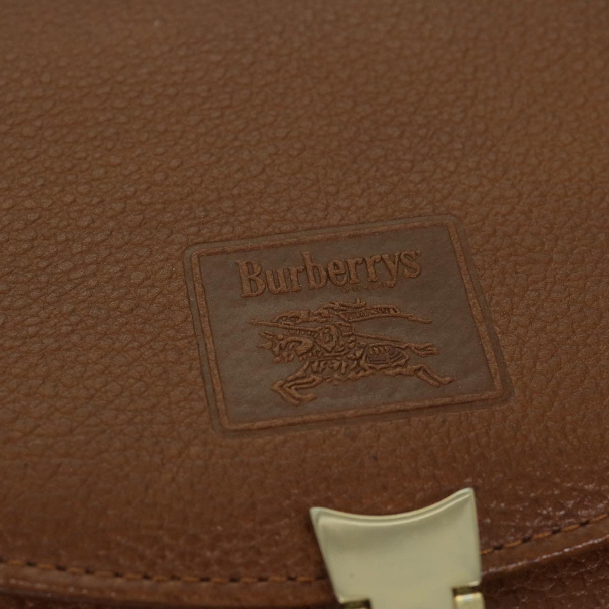 Burberrys Hand Bag Leather Brown Auth hk974