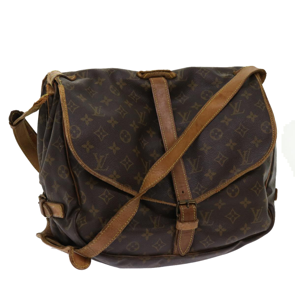 LOUIS VUITTON Monogram Saumur 35 Shoulder Bag M42254 LV Auth hk982