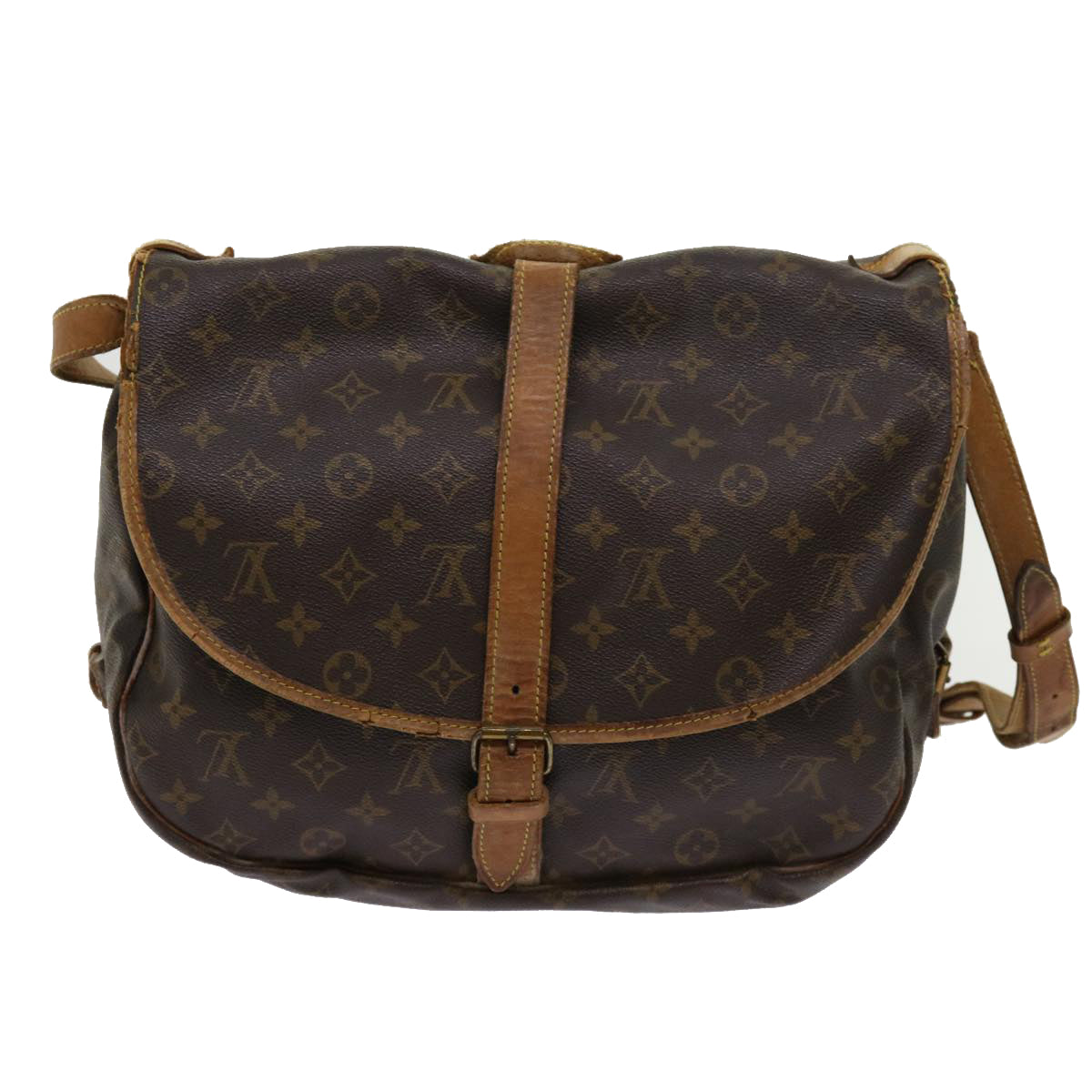 LOUIS VUITTON Monogram Saumur 35 Shoulder Bag M42254 LV Auth hk982