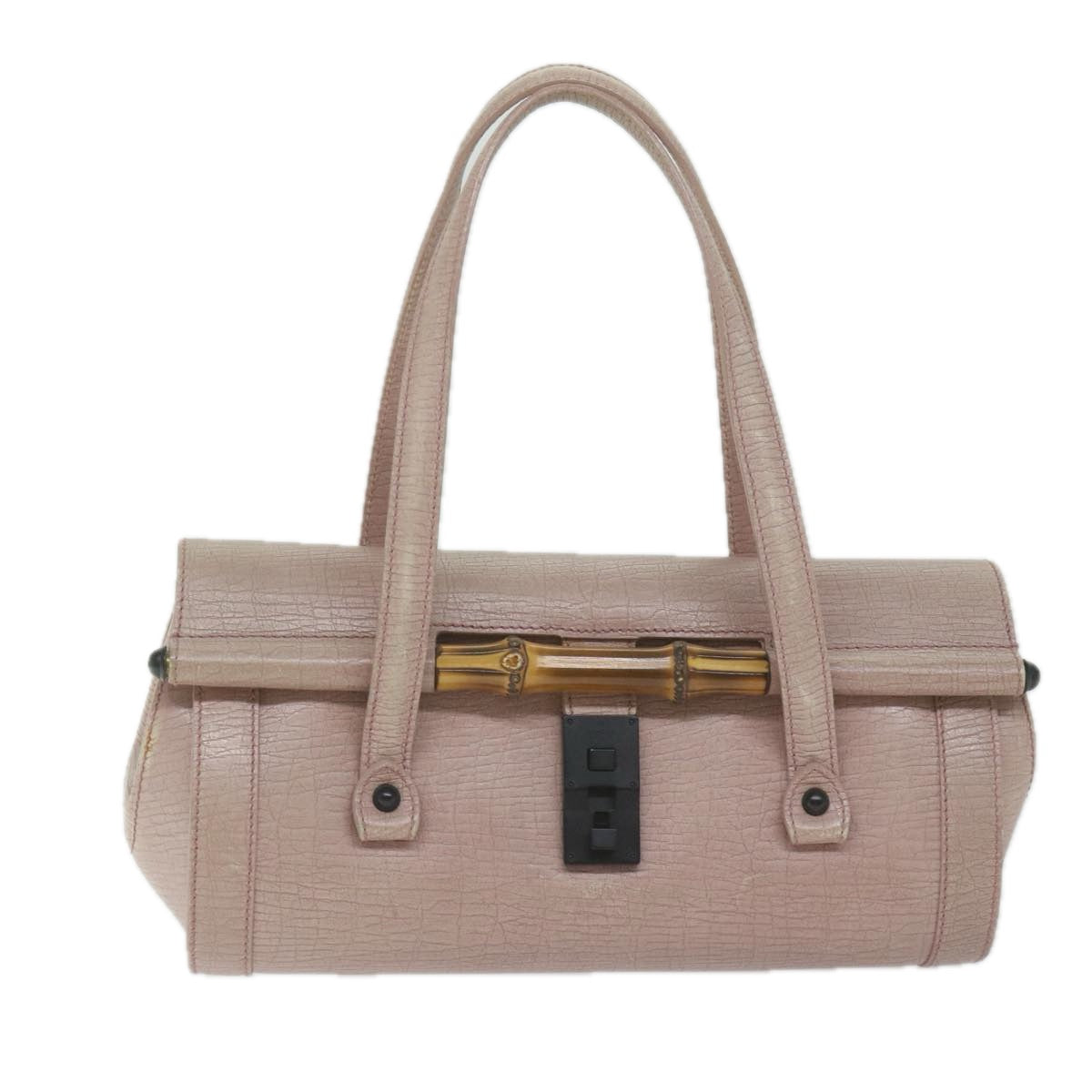 GUCCI Bamboo Hand Bag Leather Pink 111713 Auth hk989