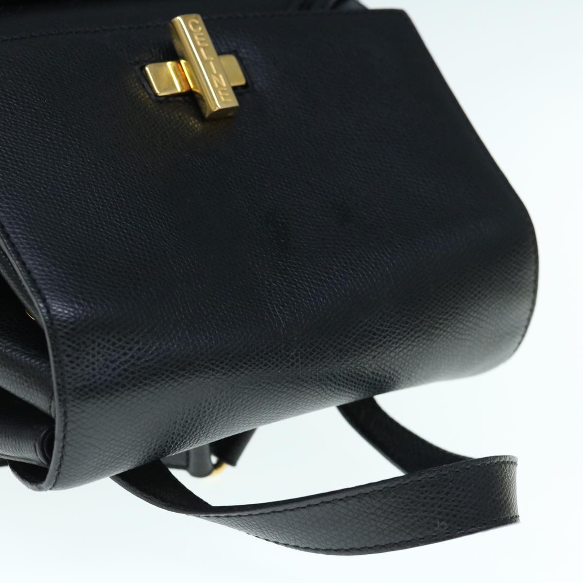 CELINE Macadam Backpack Leather Black Auth hk993