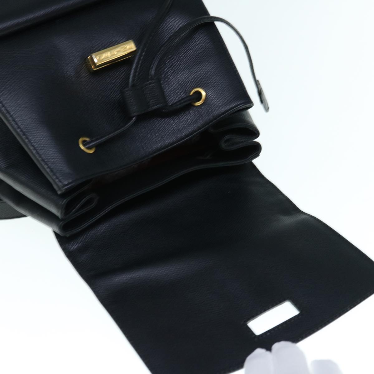 CELINE Macadam Backpack Leather Black Auth hk993