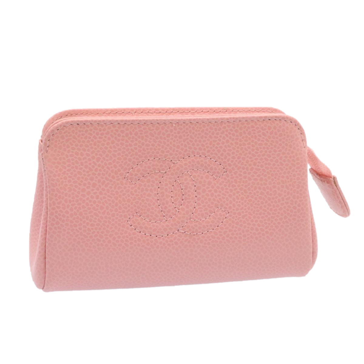 CHANEL COCO Mark Coin Purse Pouch Leather Pink CC Auth hs040A