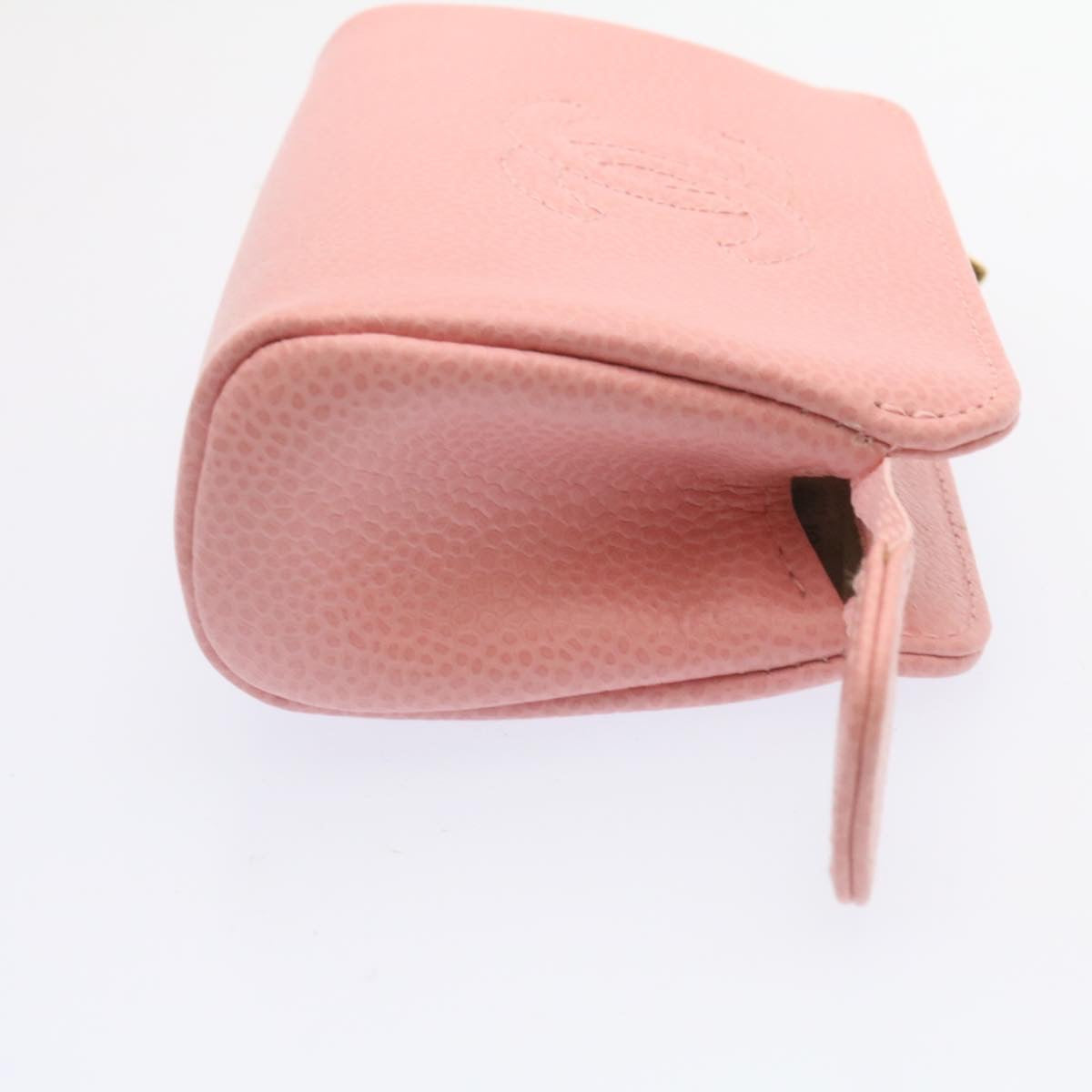 CHANEL COCO Mark Coin Purse Pouch Leather Pink CC Auth hs040A