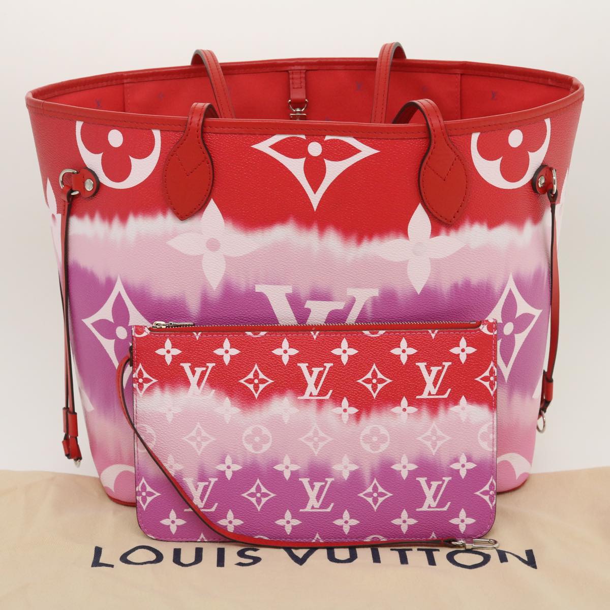 LOUIS VUITTON Monogram Escal Neverfull MM Tote Bag Red M45127 LV Auth hs1076A