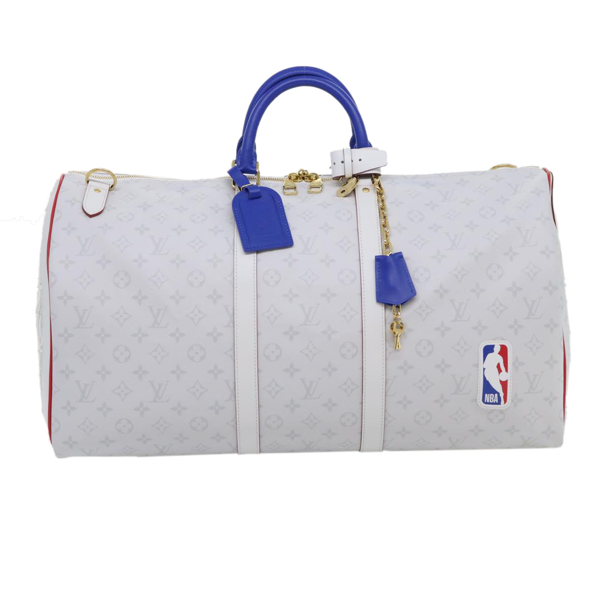 LOUIS VUITTON Monogram Keepall 55 Boston Bag White M45586 LVxNBA Auth hs1077A