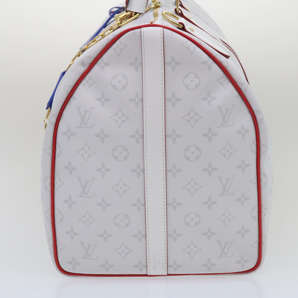 LOUIS VUITTON Monogram Keepall 55 Boston Bag White M45586 LVxNBA Auth hs1077A