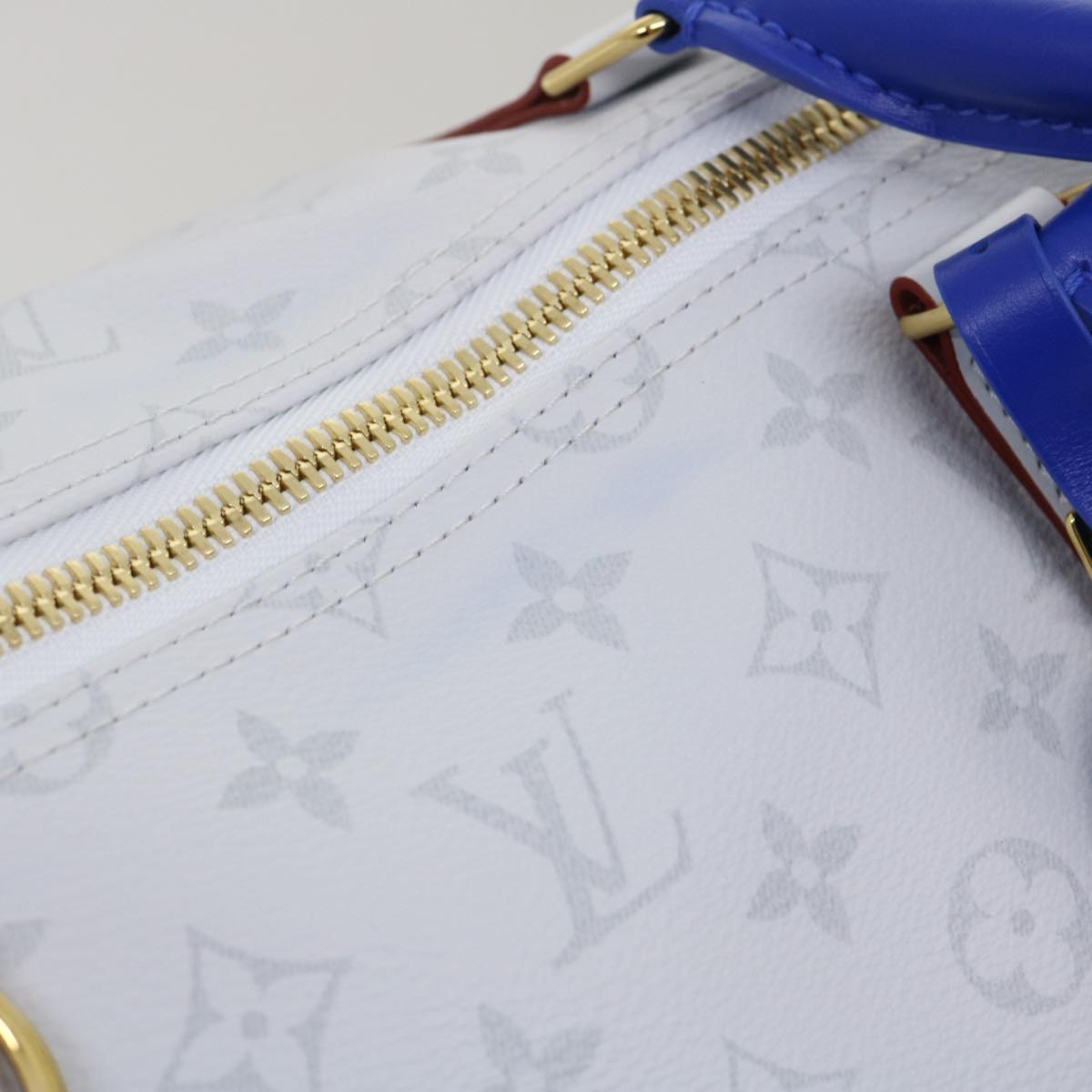 LOUIS VUITTON Monogram Keepall 55 Boston Bag White M45586 LVxNBA Auth hs1077A