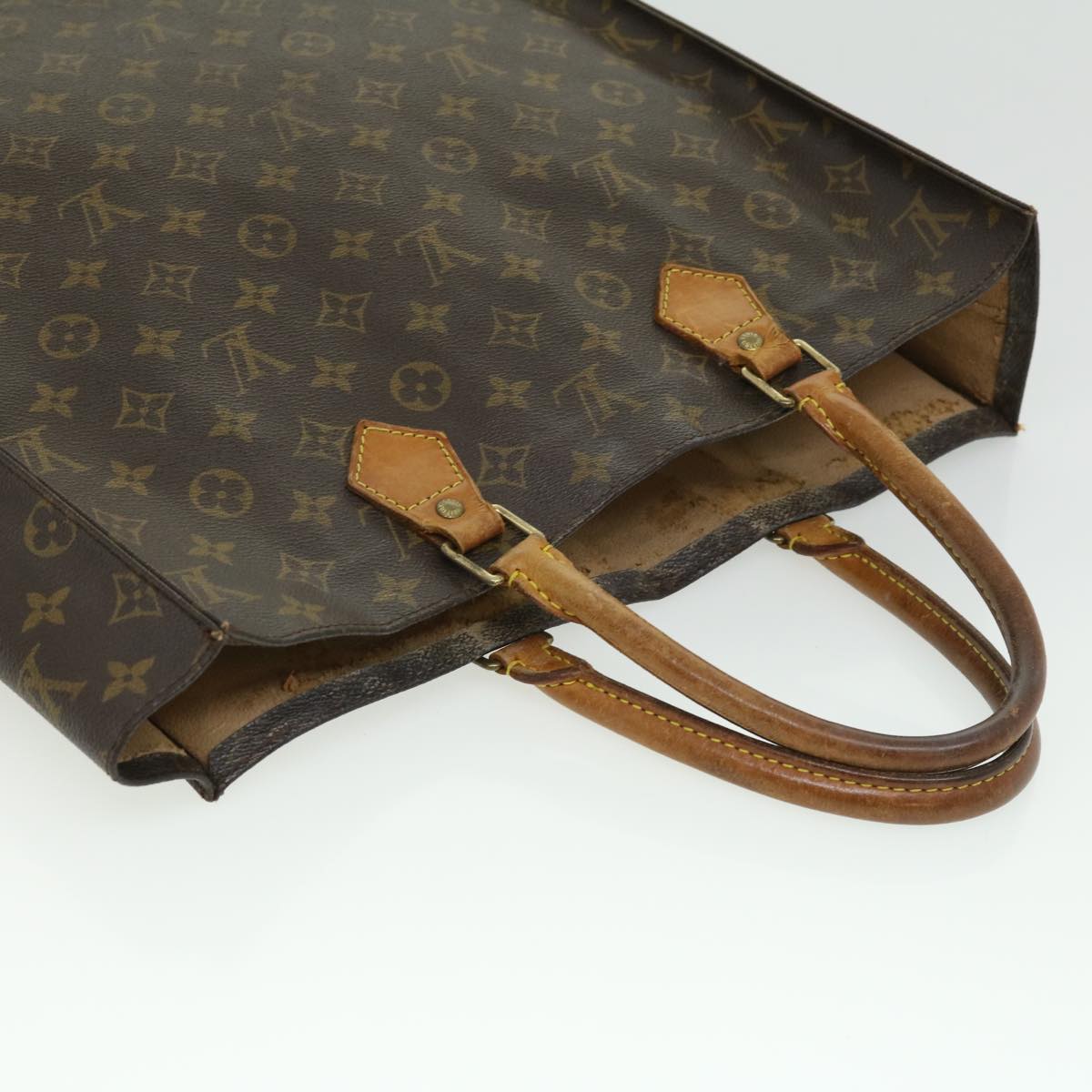 LOUIS VUITTON Monogram Sac Plat Hand Bag M51140 LV Auth hs1286