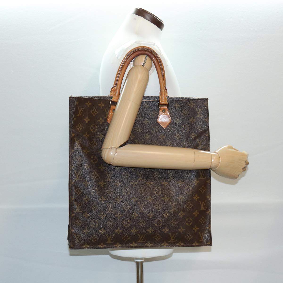 LOUIS VUITTON Monogram Sac Plat Hand Bag M51140 LV Auth hs1287