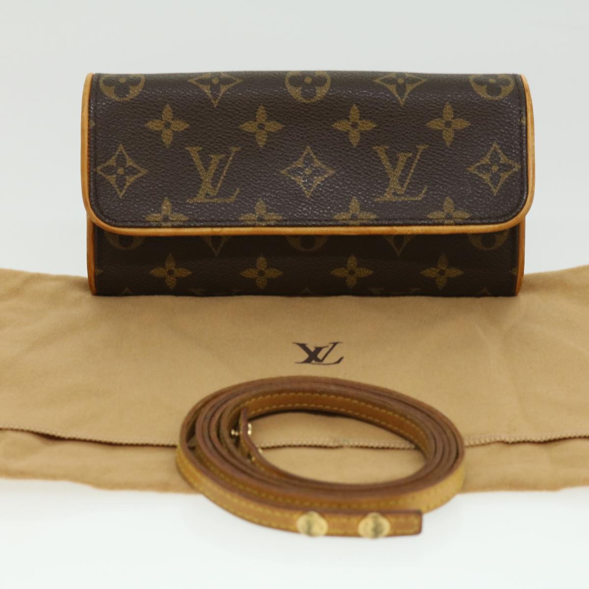 LOUIS VUITTON Monogram Pochette Twin PM Shoulder Bag M51854 LV Auth hs1456