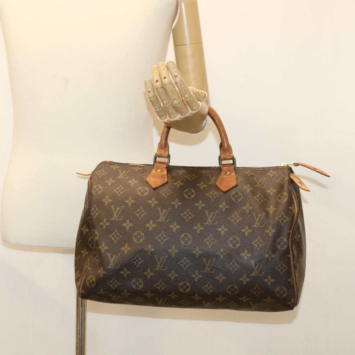 LOUIS VUITTON Monogram Speedy 35 Hand Bag M41524 LV Auth hs1639