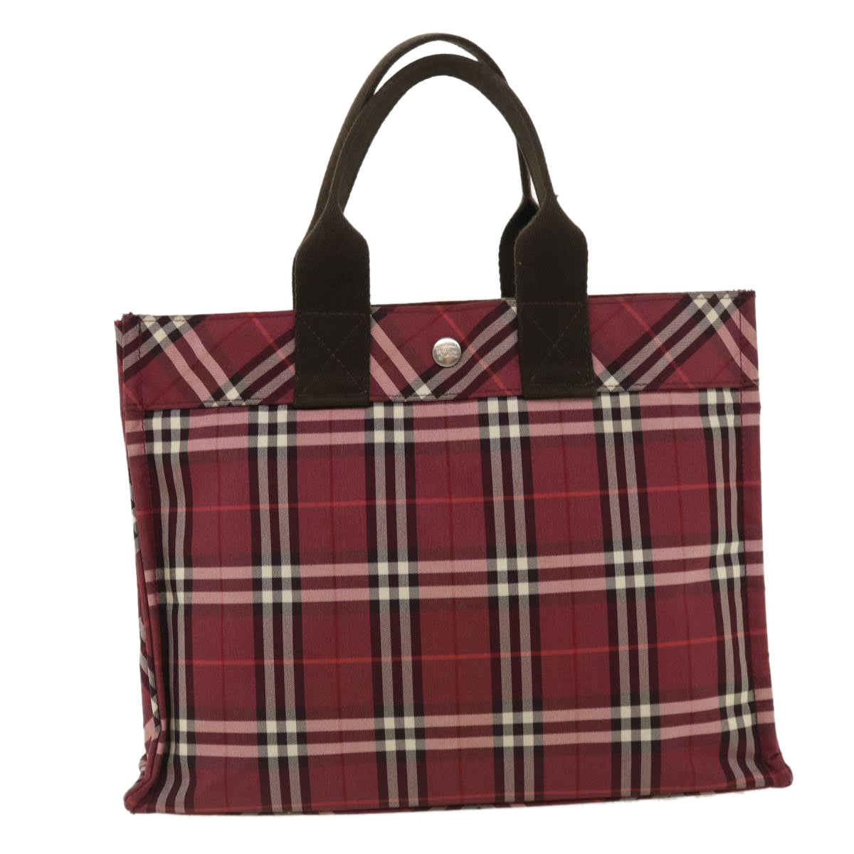 BURBERRY Nova Check Hand Bag Nylon Wine Red Black white Auth hs1671