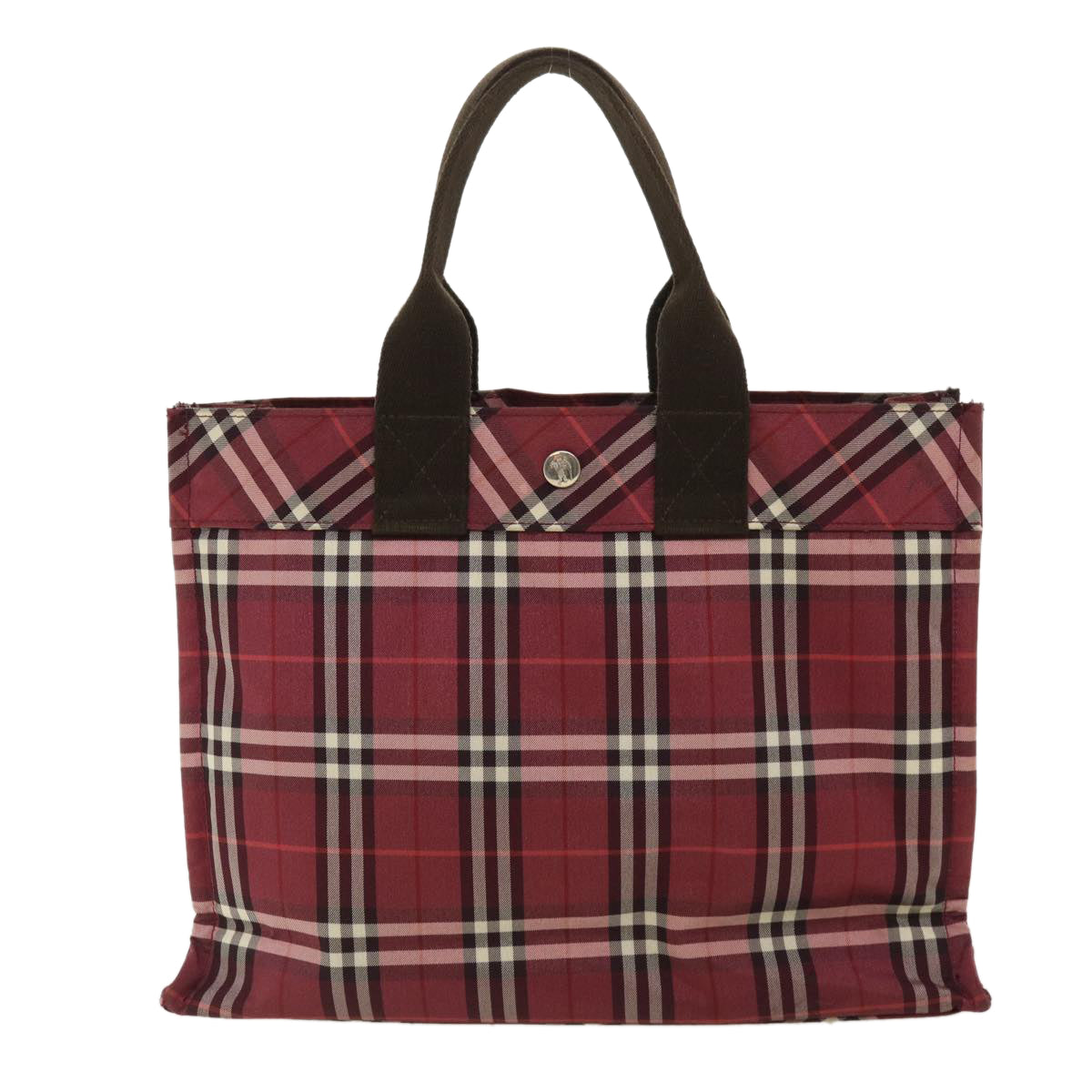 BURBERRY Nova Check Hand Bag Nylon Wine Red Black white Auth hs1671 - 0