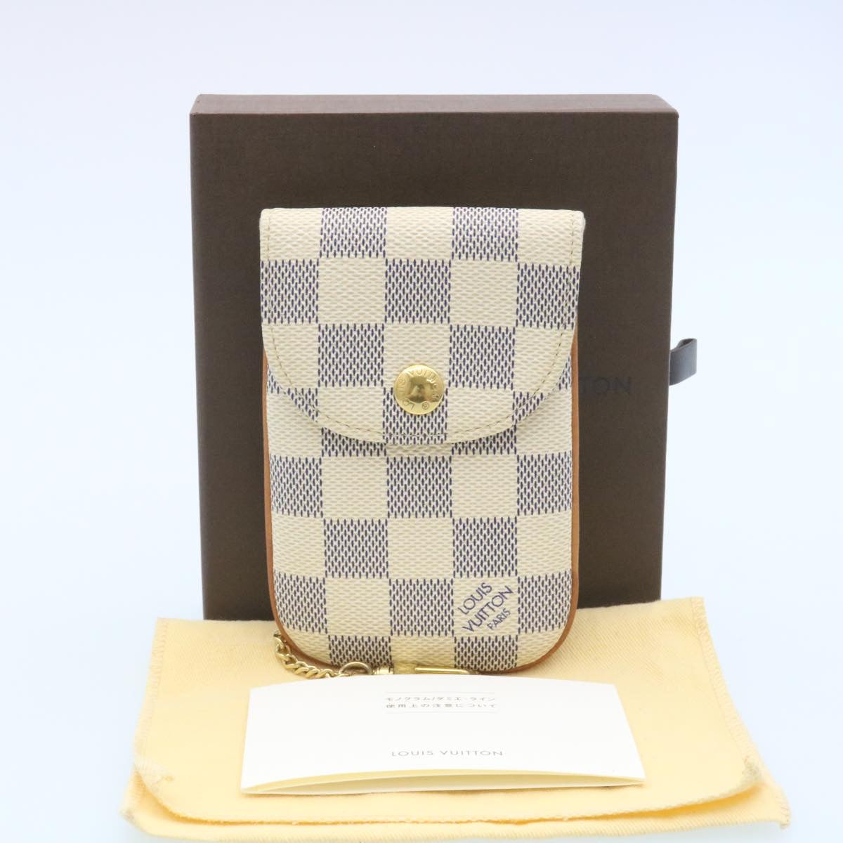 LOUIS VUITTON Damier Azur Etui Telephonne MM Cell Phone Case LV Auth hs448