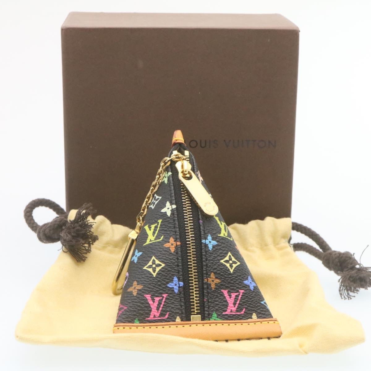 LOUIS VUITTON Monogram Multicolor Berlingo Coin Purse Black M58029 LV Auth hs547