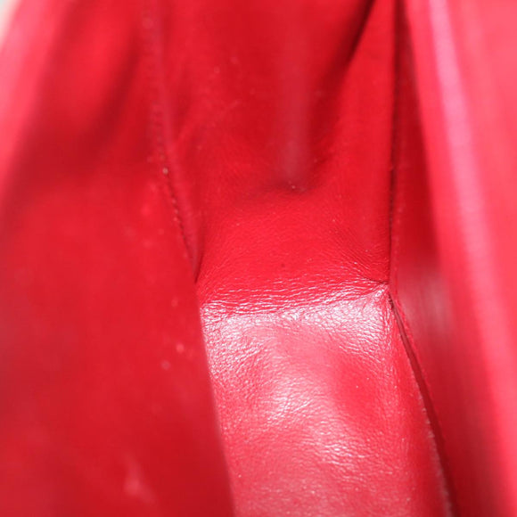 CHANEL Mini Matelasse Chain Flap Hand Bag Lamb Skin  Red Gold CC Auth hs688A