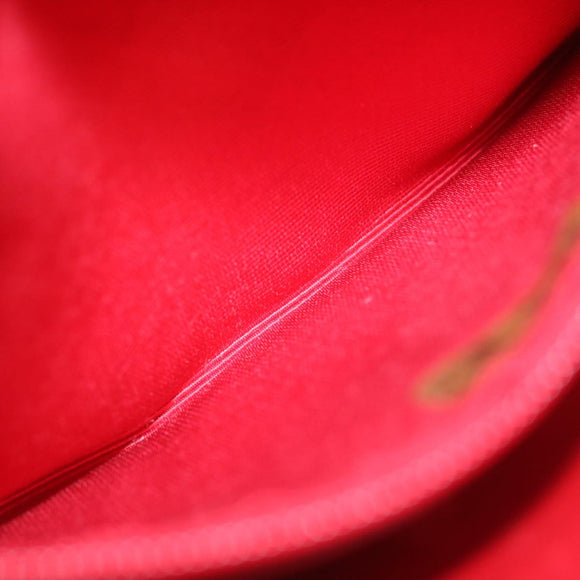 CHANEL Mini Matelasse Chain Flap Hand Bag Lamb Skin  Red Gold CC Auth hs688A