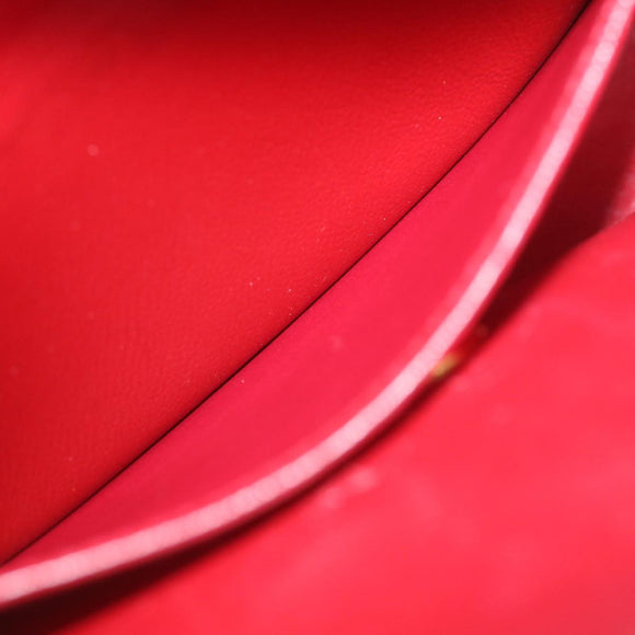 CHANEL Mini Matelasse Chain Flap Hand Bag Lamb Skin  Red Gold CC Auth hs688A