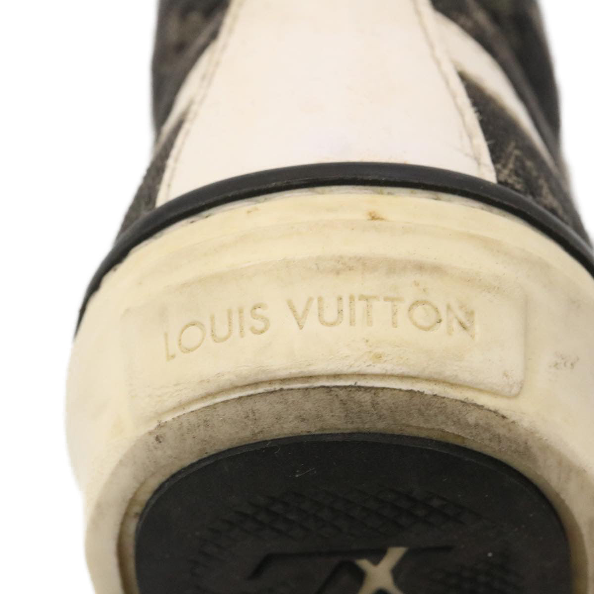 LOUIS VUITTON Monogram Sneakers Denim Kids Black White LV Auth hs704